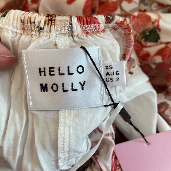 Hello Molly White Floral Mermaid Hotel Deep Plunge Backless Maxi Dress Sz 2 NWT - Picture 7 of 11